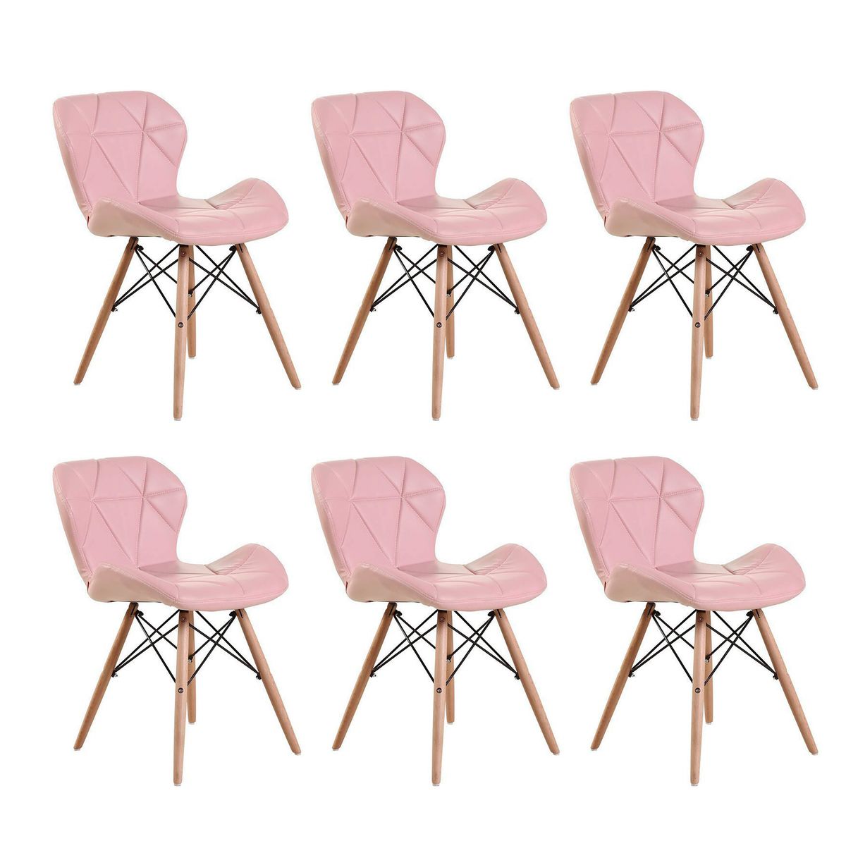 6 Piece Of Multifunctional Scandinavian Butterfly Design Ergonomic Chair Set - Pink