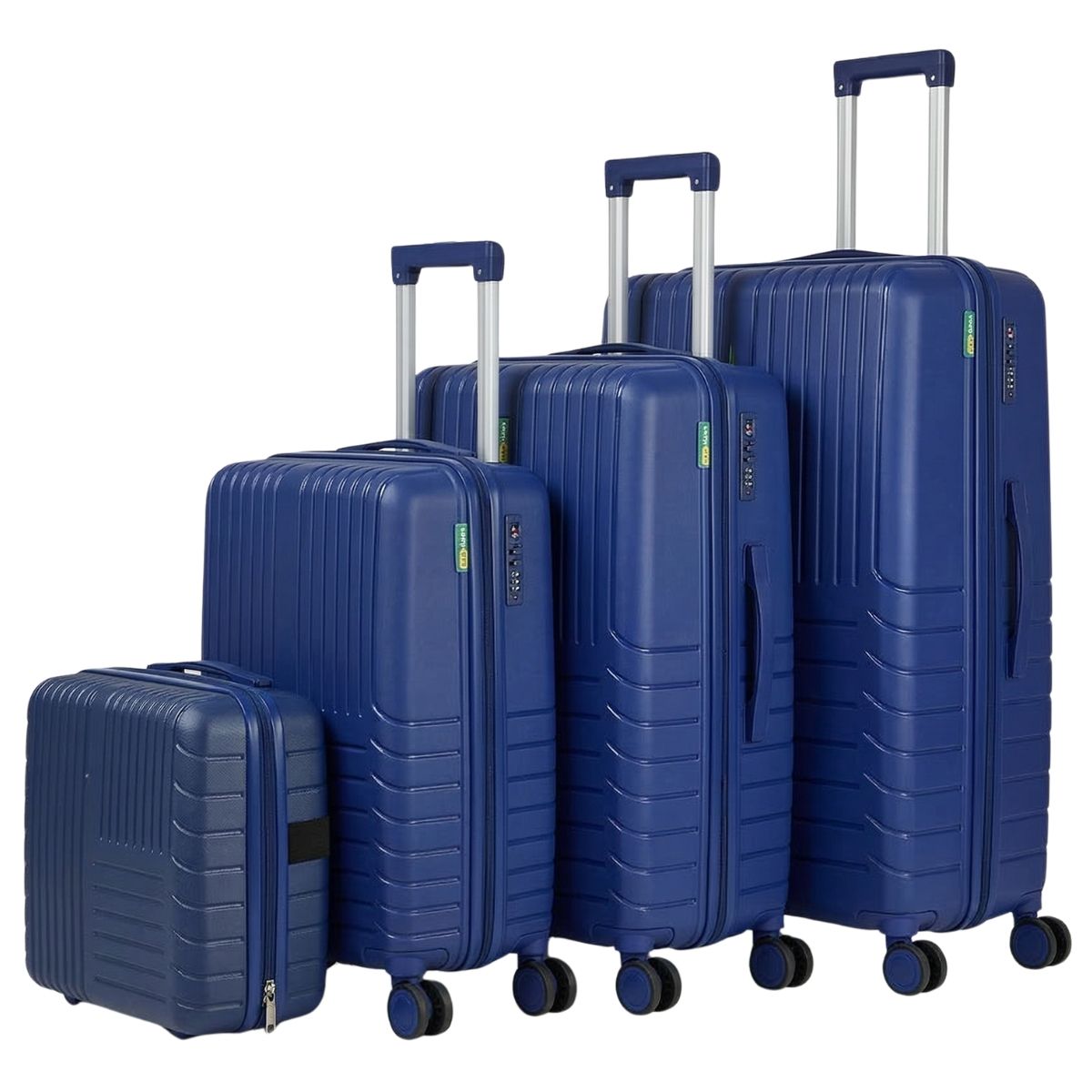 SMTE - More Line 4 Piece Polypropylene Suitcase Set 8 Wheel - Navy Blue