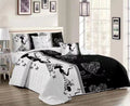 5 Pcs White & Black Quilt Bedspread Set