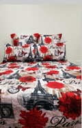 5 Piece Quilt Set Red Effel Tower Bedspread Set