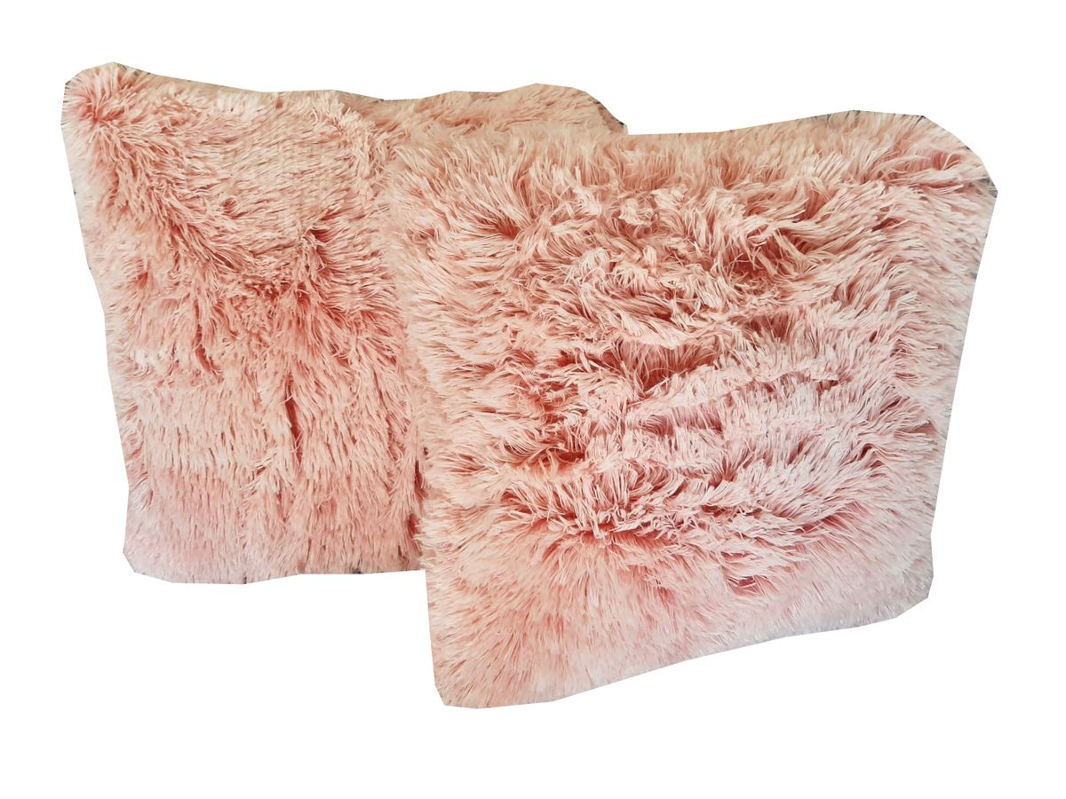 Soft Fluffy Scatter Cushions - Set of 2 - 40x40cm - Pink