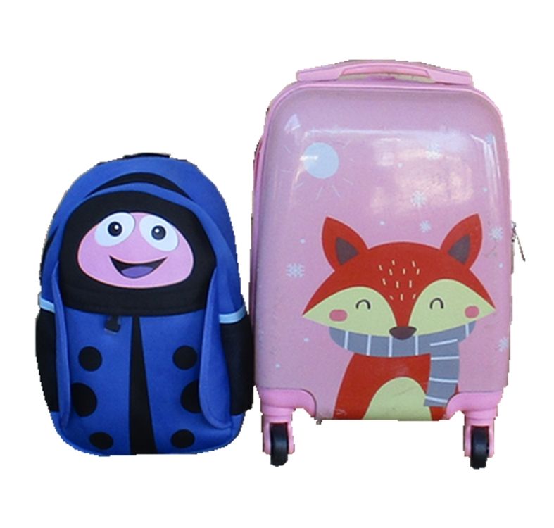 Fox Kids Suitcase & Blue Ladybug Backpack Set - Travel Combo