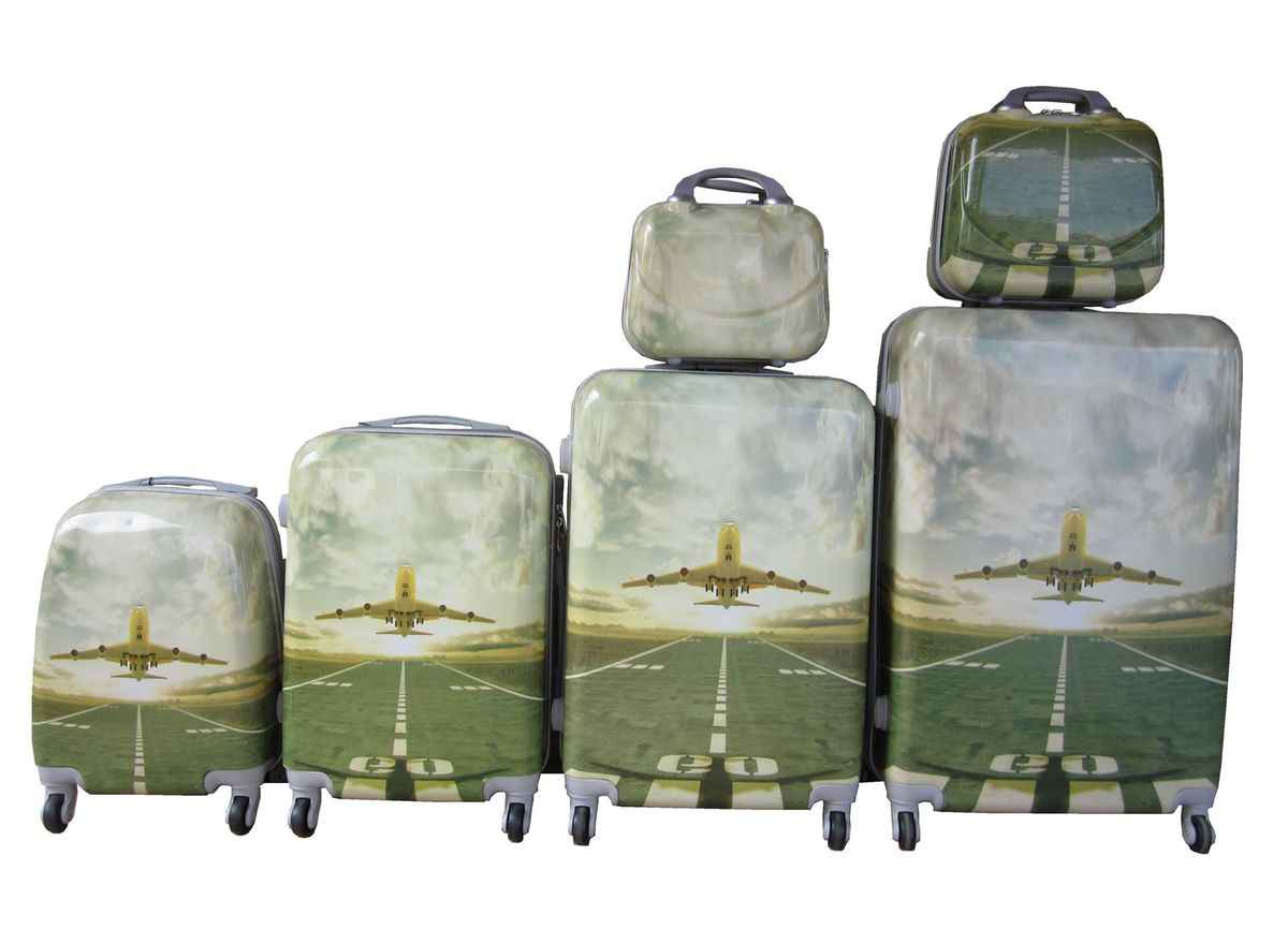 Luxury PC Travel Luggage - 6 Piece - Airplane