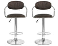 Bamboo Rattan Bar Stools - Set of 2 - Brown Colour