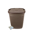 Two Tone Mesh Weave Laundry Basket & Complementary SMTE Pegs Pack - Brown
