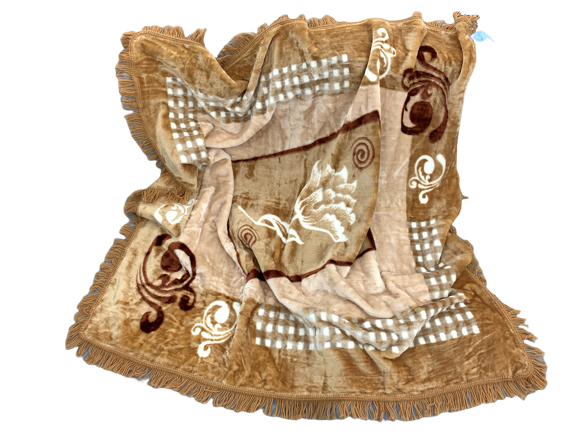 Azaz - Charlie 140X140cm Colorful Blanket Light Brown Squre