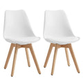 Set of 2 - S-A305 Dining Chair with Wooden Legs - Grey & White - White