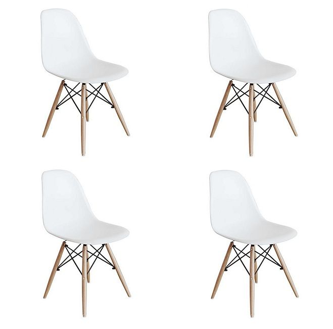 4 x Childrens Wooden Leg Chair - White