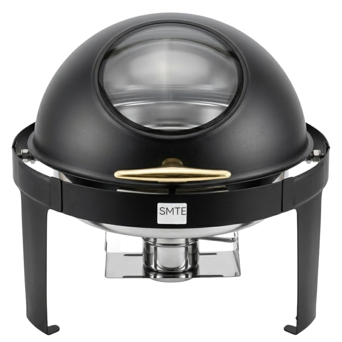 SMTE - HH Round Chafing Dish with Glass Window Lid Marble - Black