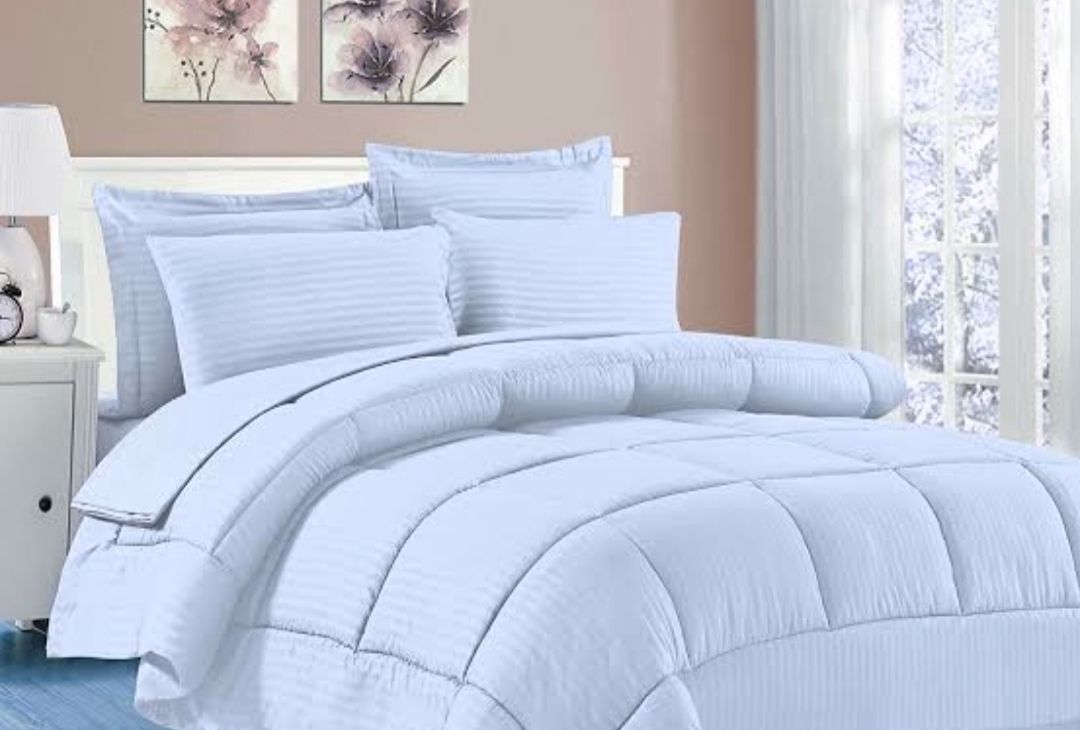 5pc Stripe Comforters White - Double