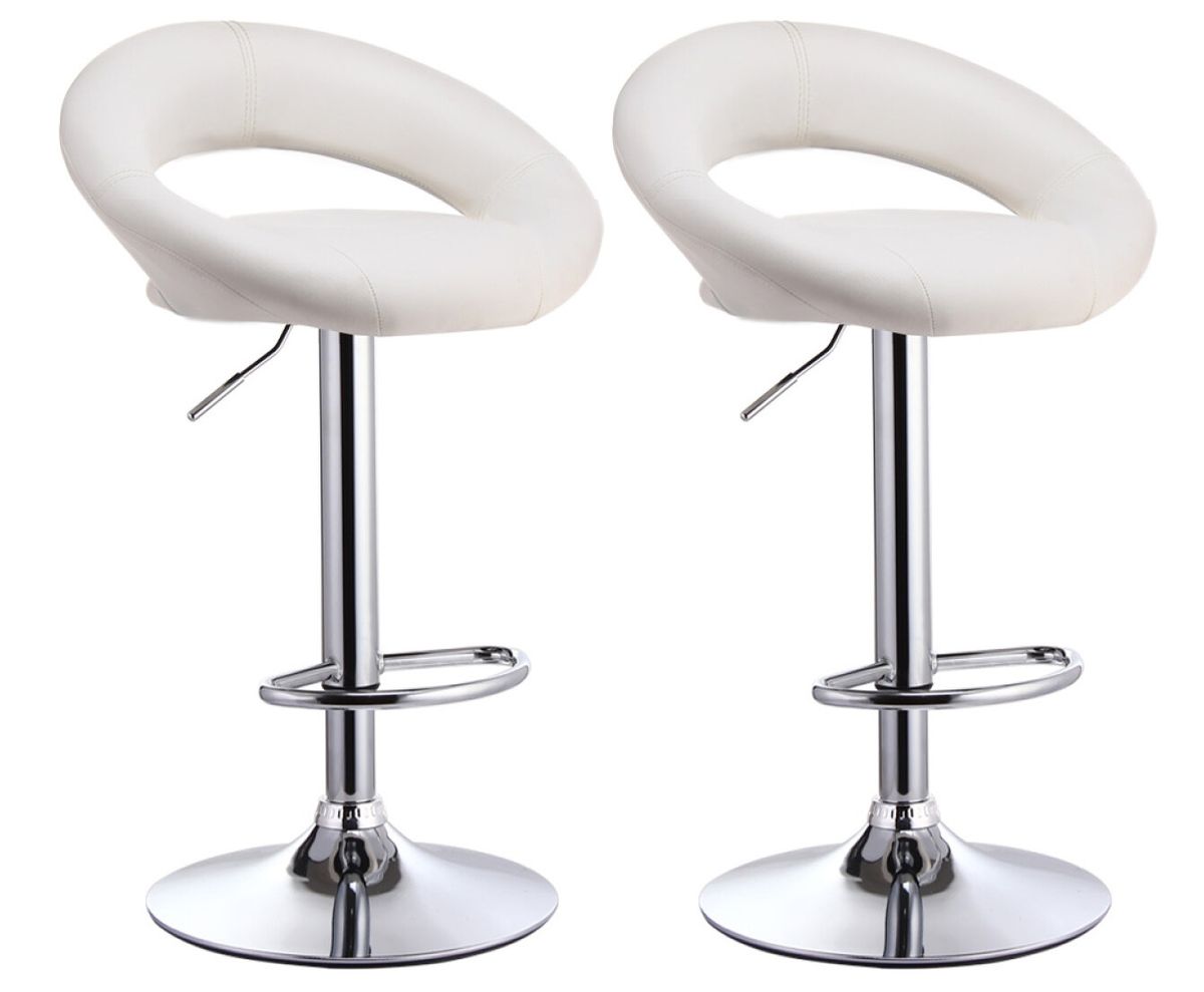 Leather Bar Chair Stools -Set of Two -White