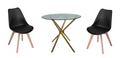 3 Piece Table and Wooden Leg Chairs - Black, Gold