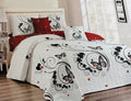 Bedspread Set Queen 5 Piece Microfiber Black & White Butterfly