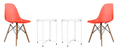 Transparent Color Dining Wooden Leg Chairs and 1 Tier Metal Table Set - Red