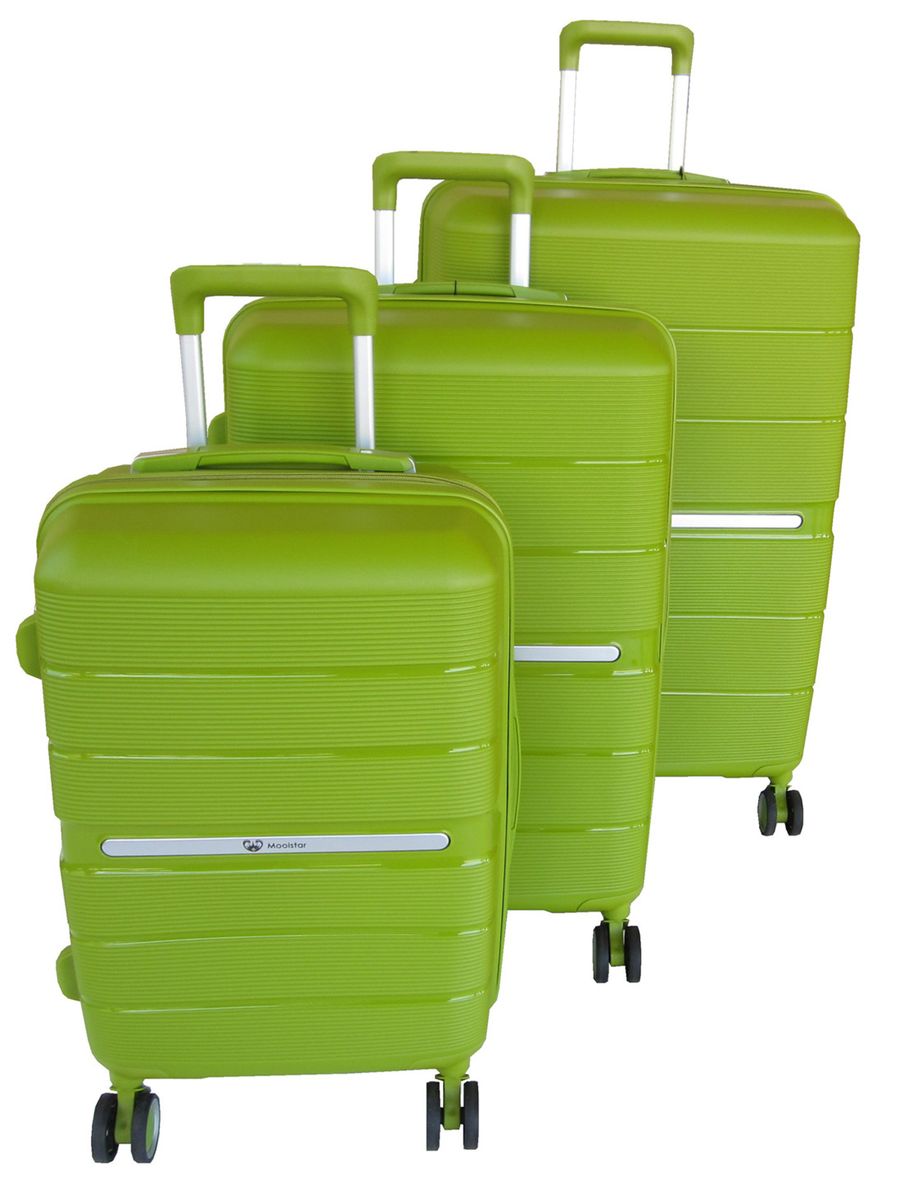 Mooistar Unbreakable Travel Luggage 3 Piece Suitcases Spinner - Lime Green