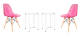 Transparent Color Dining Wooden Leg Chairs and 1 Tier Metal Table Set - Pink
