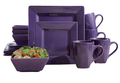 16 Piece Square Dinner Set - Purple