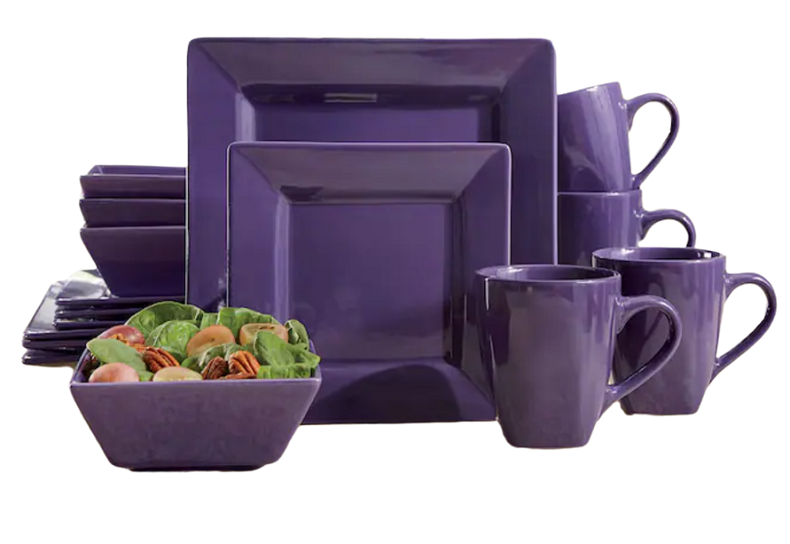 16 Piece Square Dinner Set - Purple