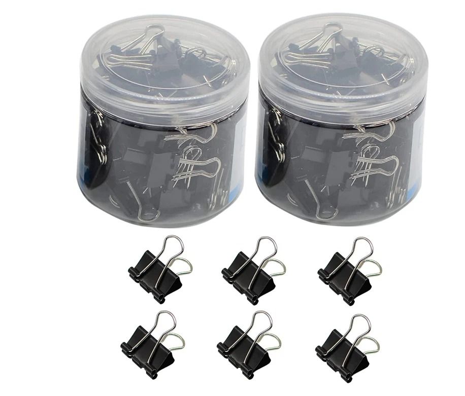 SMTE 24-Piece 41mm Heavy Duty Metal Binder Clips - 2 Pack