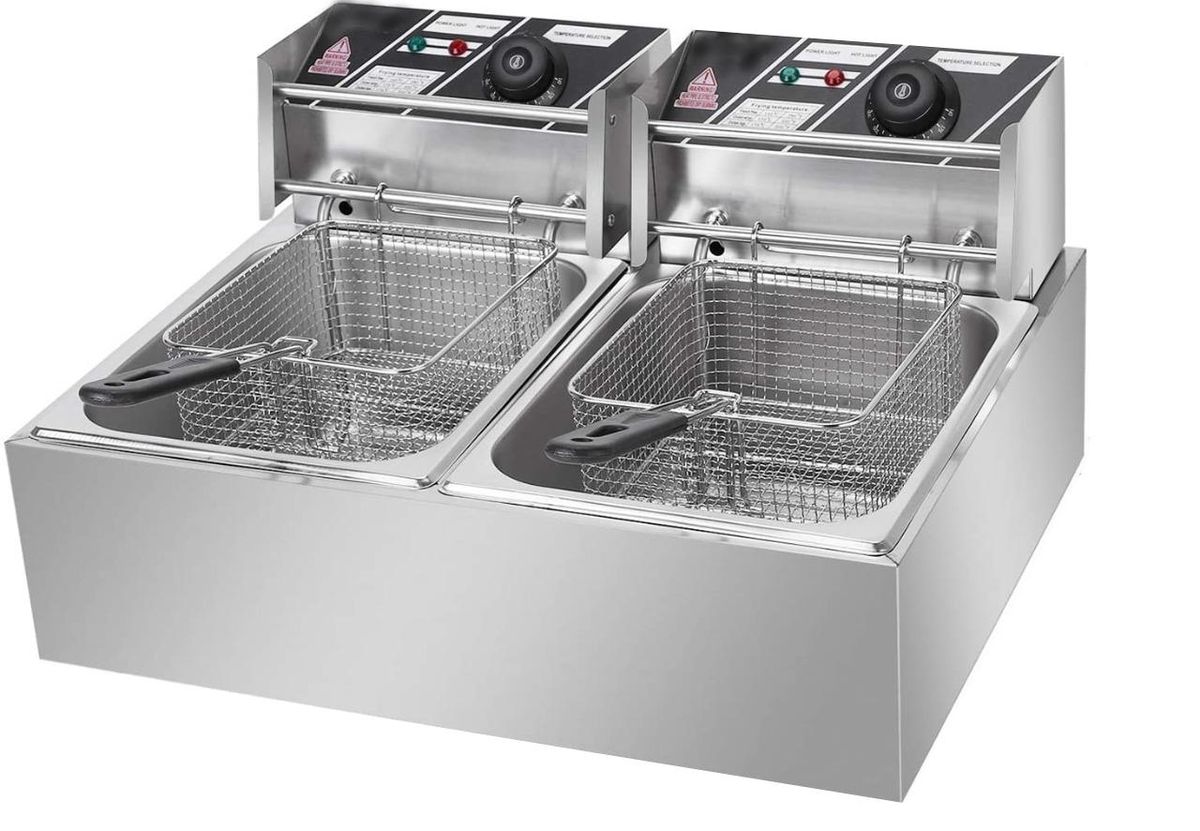 Delica 6L + 6L Double Pan Deep Fryer Silver