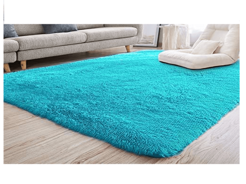 Fluffy Carpet/Rug - Plain Blue Rug