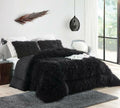 3 Piece Fluffy Comforters - Black