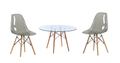 Modern 3 Piece Glass Table and Wooden Leg Chairs