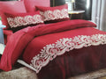 5 Piece Quilt Set Red Designed Bedspread Set - Queen