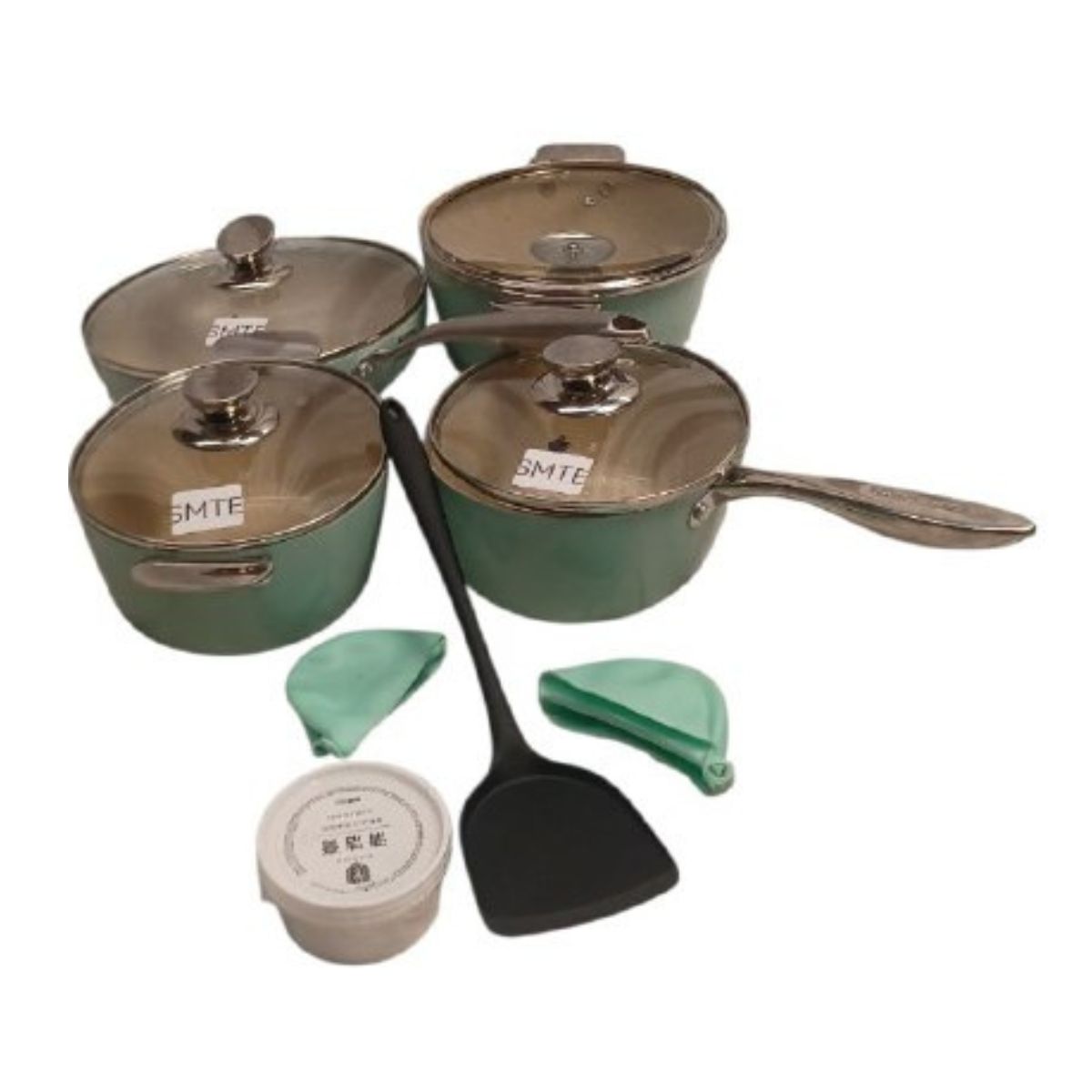 SMTE Cookware Set 12-Piece Non-Stick Stainless Steel - Green