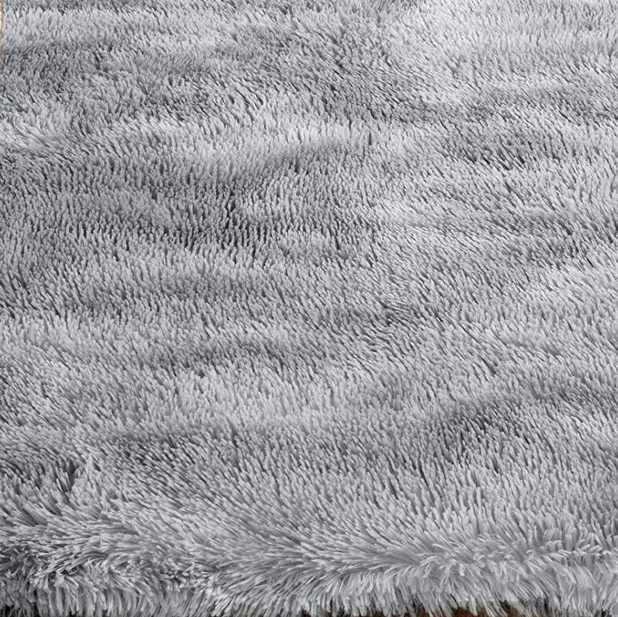 Large Fluffy Shaggy Fur Rugs - grey &white
