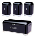 Glossy Bread Bin with Canister Set- Black
