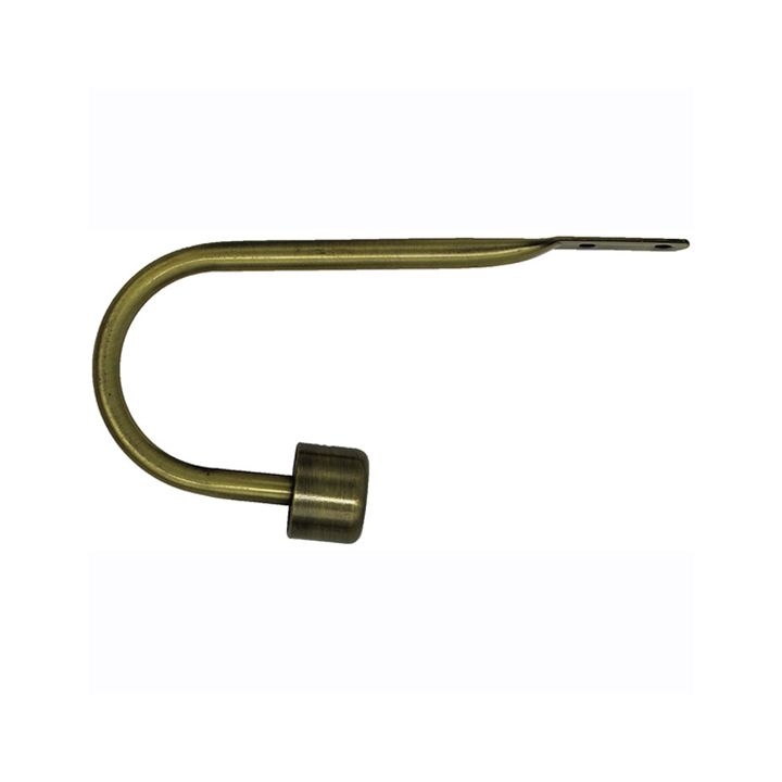 Matoc Curtain Tieback Arm with Plain End Cap - Antique Brass - Qty 2