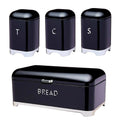 DH - Breadbin Retro Design with 3 Piece Matching Canister Set - Black