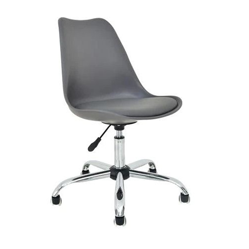 Armless Adjustable Swivel Mid-Back Task Office Chair with Wheels - Grey