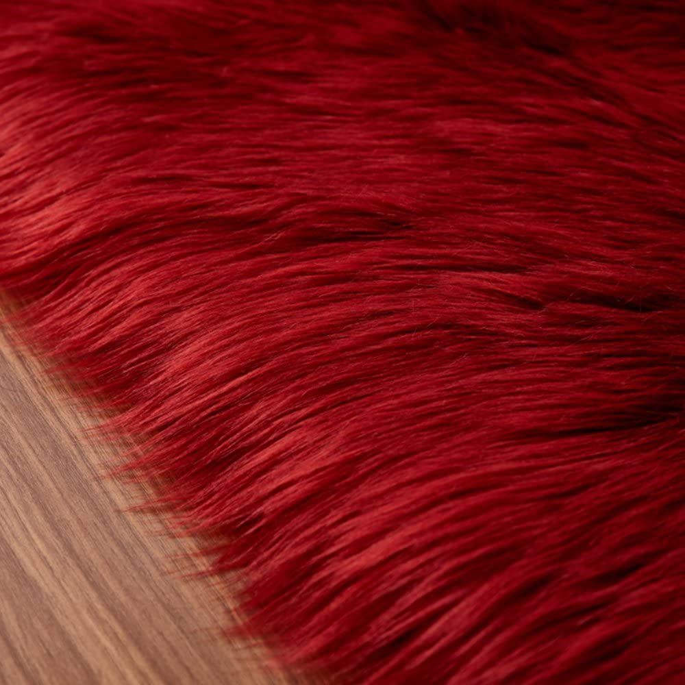 Faux Fur Soft Rug/Carpet - Red