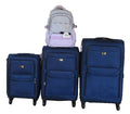 4-Piece Fabric Spinner Luggage Set with Backpack - Navy and Lavender