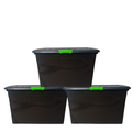 SMTE - Heavy-Duty Plastic Storage Containers with Locking Lids-Set of 3