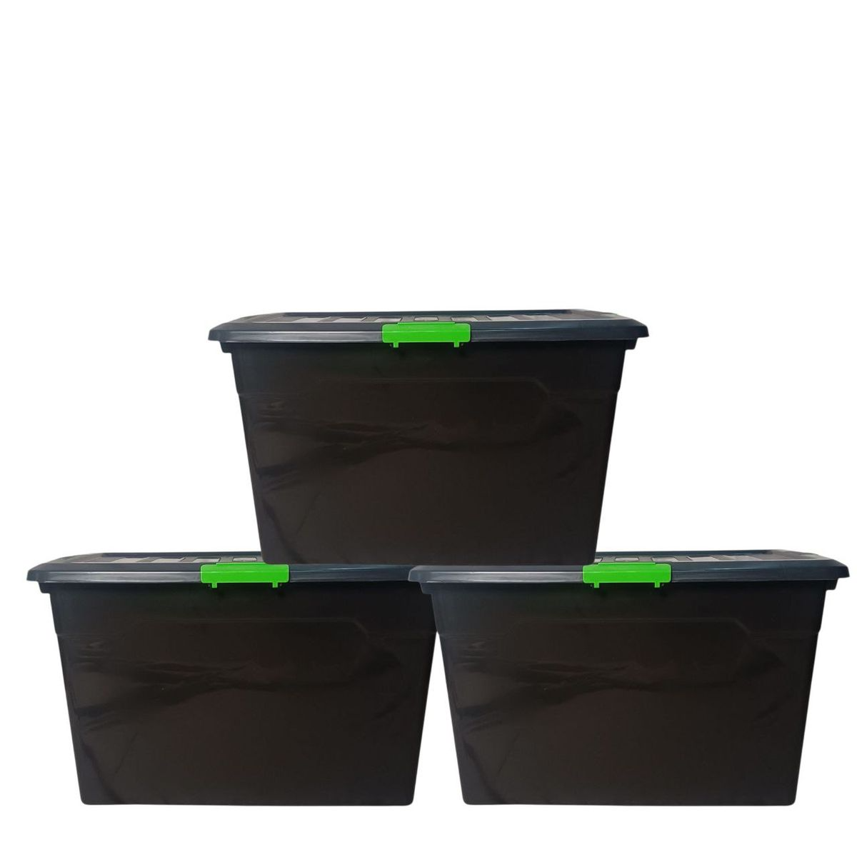 SMTE - Heavy-Duty Plastic Storage Containers with Locking Lids-Set of 3