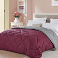 Reversible Comforter 5 Piece Burgundy/Gray - Queen
