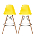 2 Set Of Wood Leg Dining Chairs - Yellow