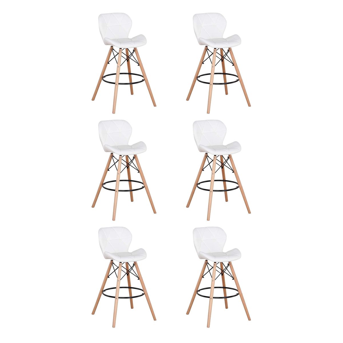 6 Pieces Of Multifunctional Butterfly Chair Eames Style Bar Stool Set - White