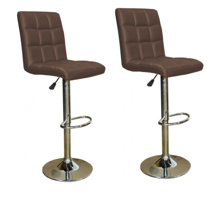 Bar Stools - Set of Two- Brown Colour