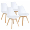 Padded Seat Wooden Leg Dining Chairs - Pack of Four - White Colour SA