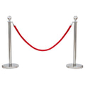 SMTE Velvet Rope Stanchion Barrier Set - Crowd Control Poles - Silver, Red
