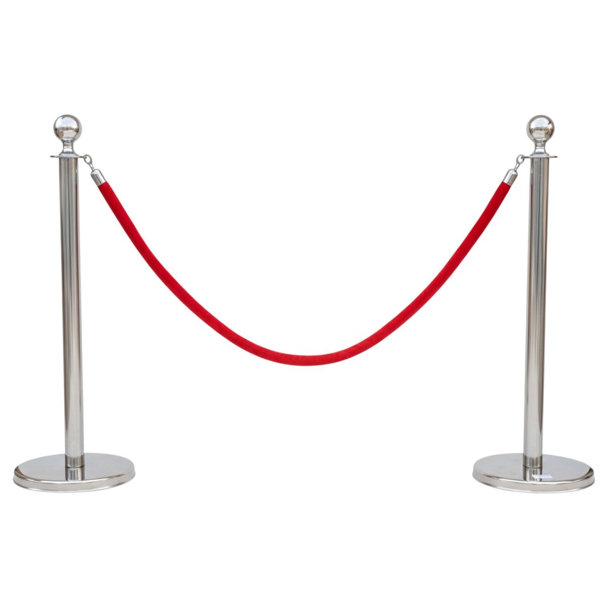 SMTE Velvet Rope Stanchion Barrier Set - Crowd Control Poles - Silver, Red