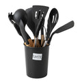 SMTE - 12 Piece Silicone Kitchen Utensil Set with Holder - Black