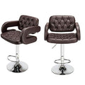 Faux Leather Luxury Barstools with armrests - set of 2 - Brown