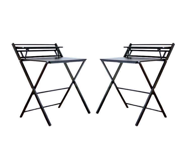 Modern Folding Wooden Multipurpose Workstation - 2 Piece - Black