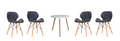 5 Piece Pre-Assembled Black Padded Dining Chairs & Wooden Leg Table