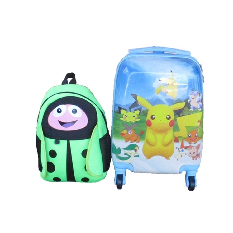 Pokémon Kids Suitcase & Green Ladybug Backpack Set - Travel Combo